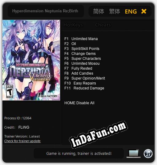 Hyperdimension Neptunia Re;Birth 3: V Generation: Trainer +11 [v1.5]