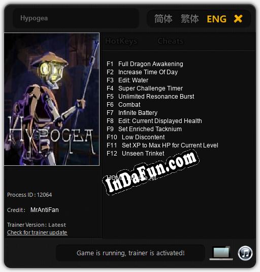 Hypogea: Trainer +12 [v1.7]