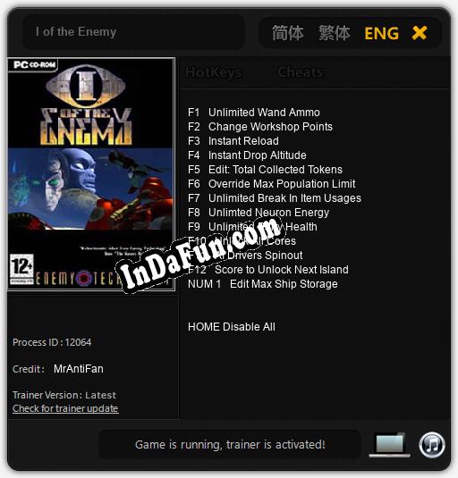 I of the Enemy: TRAINER AND CHEATS (V1.0.1)