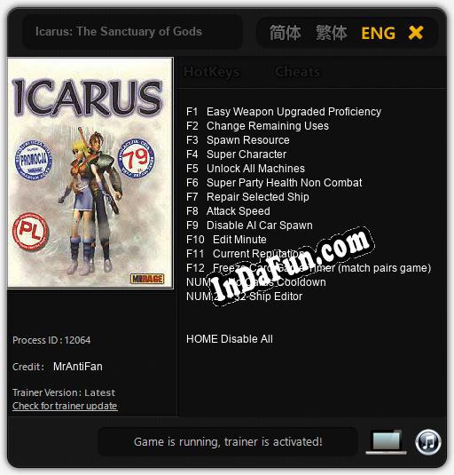 Icarus: The Sanctuary of Gods: Trainer +14 [v1.3]