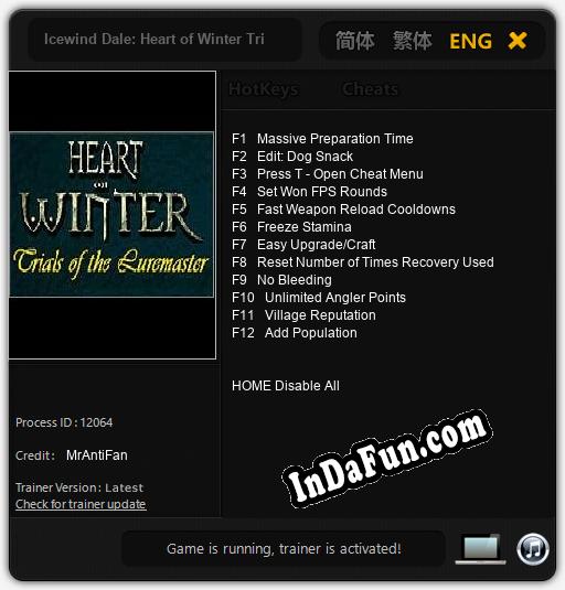 Icewind Dale: Heart of Winter Trials of the Luremaster: TRAINER AND CHEATS (V1.0.74)