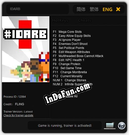 IDARB: TRAINER AND CHEATS (V1.0.18)