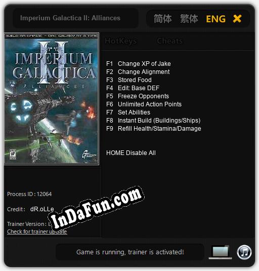 Trainer for Imperium Galactica II: Alliances [v1.0.6]