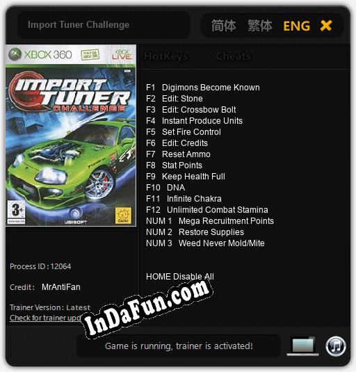 Import Tuner Challenge: Cheats, Trainer +15 [MrAntiFan]