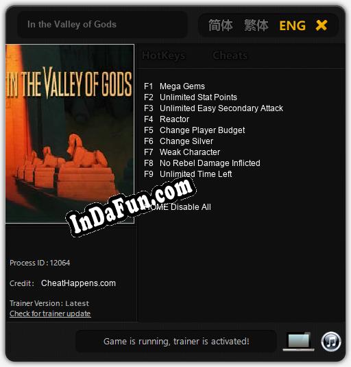 Trainer for In the Valley of Gods [v1.0.3]