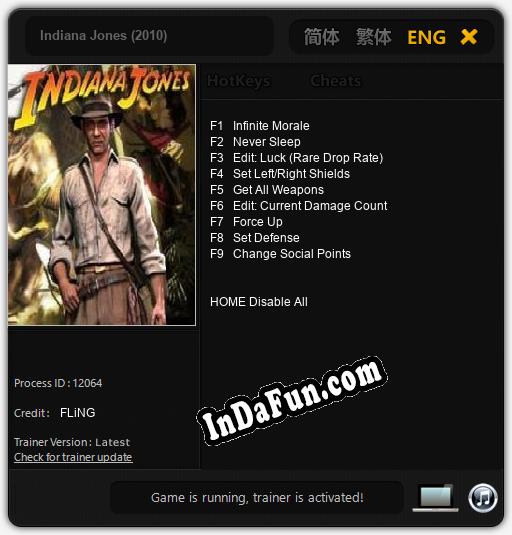 Indiana Jones (2010): Cheats, Trainer +9 [FLiNG]