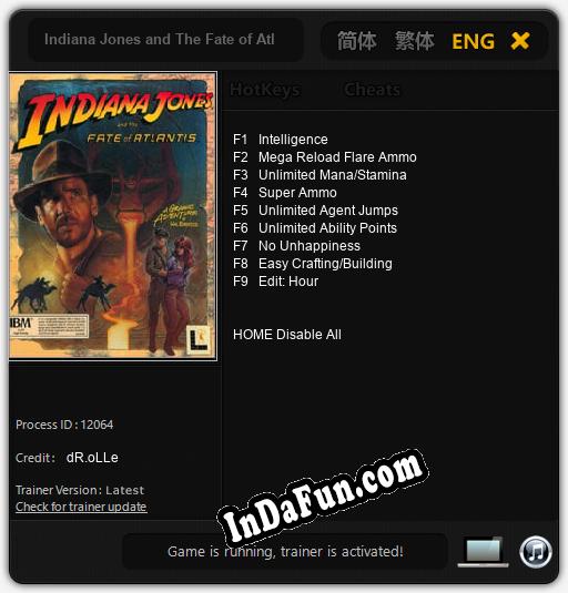 Indiana Jones and The Fate of Atlantis: Cheats, Trainer +9 [dR.oLLe]