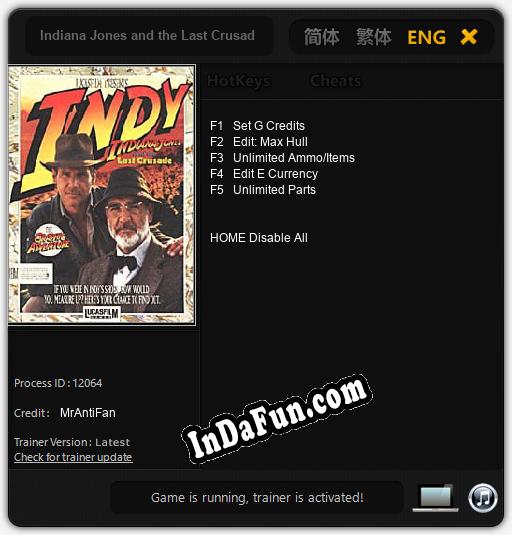 Trainer for Indiana Jones and the Last Crusade: The Action Game [v1.0.1]