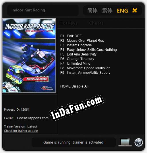 Indoor Kart Racing: Trainer +9 [v1.1]