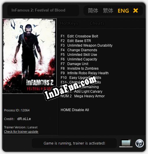 InFamous 2: Festival of Blood: Cheats, Trainer +14 [dR.oLLe]