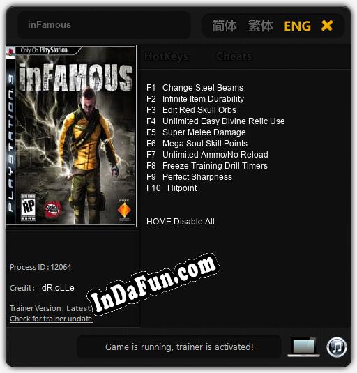 inFamous: Cheats, Trainer +10 [dR.oLLe]