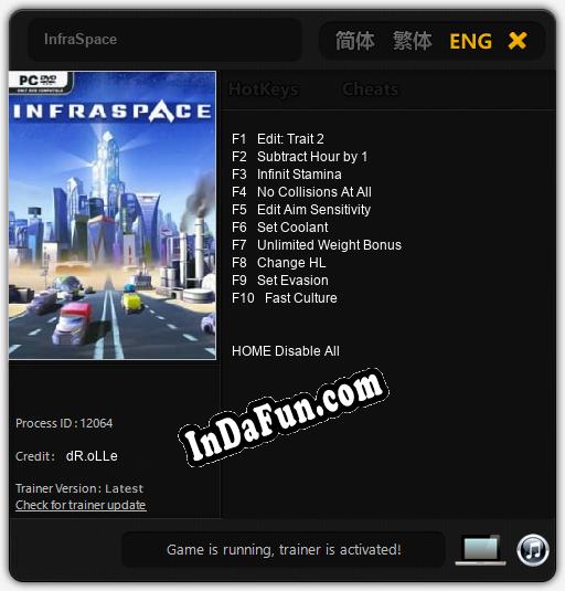 InfraSpace: Trainer +10 [v1.1]