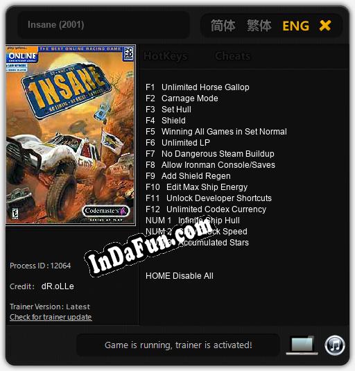 Insane (2001): Cheats, Trainer +15 [dR.oLLe]