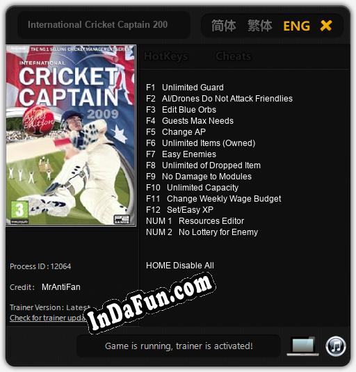 International Cricket Captain 2009: Cheats, Trainer +14 [MrAntiFan]