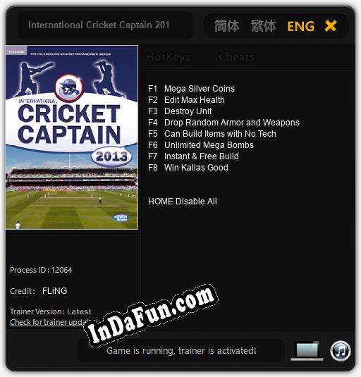 International Cricket Captain 2013: Cheats, Trainer +8 [FLiNG]