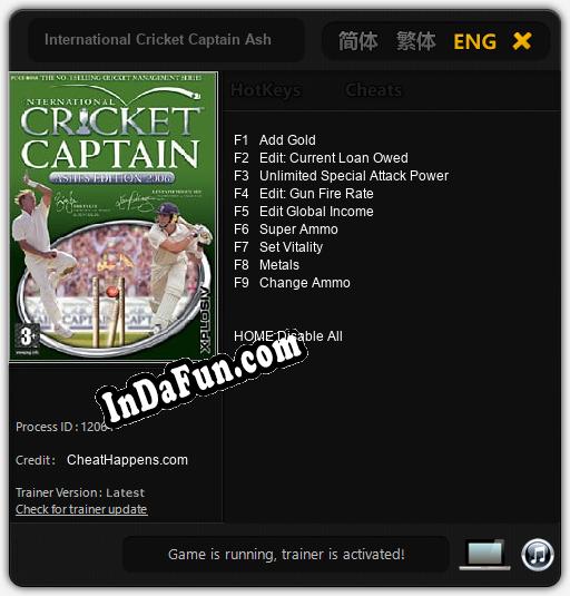 International Cricket Captain Ashes Edition 2006: Trainer +9 [v1.3]