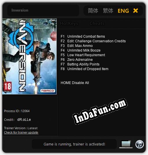 Inversion: Cheats, Trainer +8 [dR.oLLe]