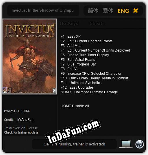 Invictus: In the Shadow of Olympus: TRAINER AND CHEATS (V1.0.7)