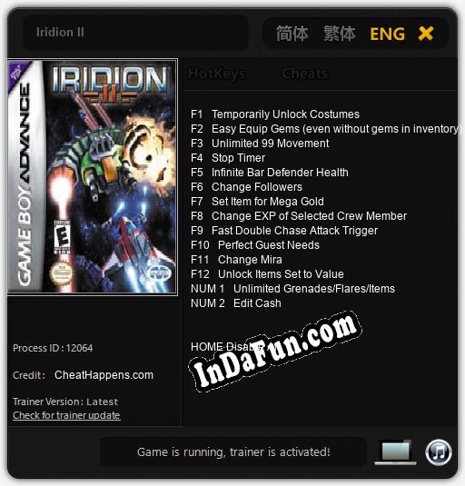 Iridion II: Trainer +14 [v1.9]