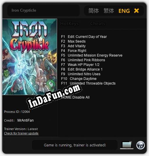 Trainer for Iron Crypticle [v1.0.5]