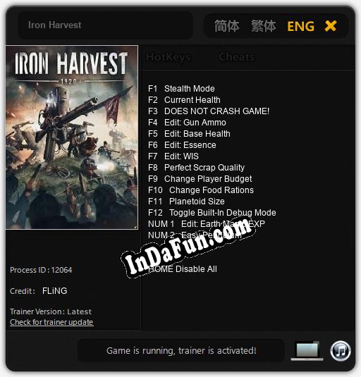 Trainer for Iron Harvest [v1.0.9]