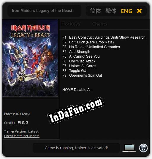Iron Maiden: Legacy of the Beast: Cheats, Trainer +9 [FLiNG]