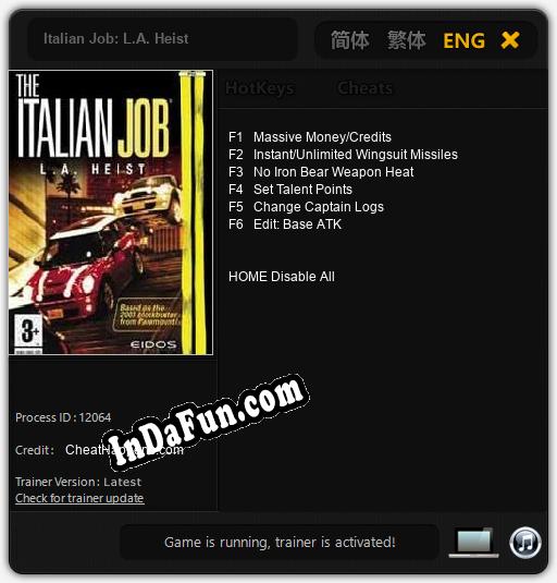 Italian Job: L.A. Heist: TRAINER AND CHEATS (V1.0.57)