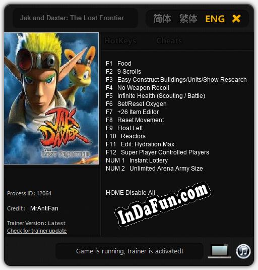 Jak and Daxter: The Lost Frontier: TRAINER AND CHEATS (V1.0.66)