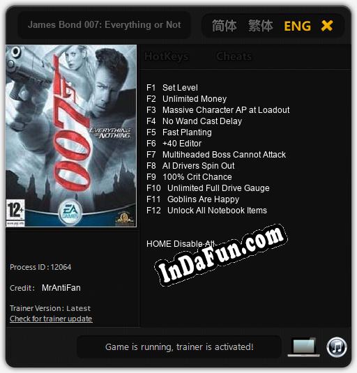 James Bond 007: Everything or Nothing: Cheats, Trainer +12 [MrAntiFan]