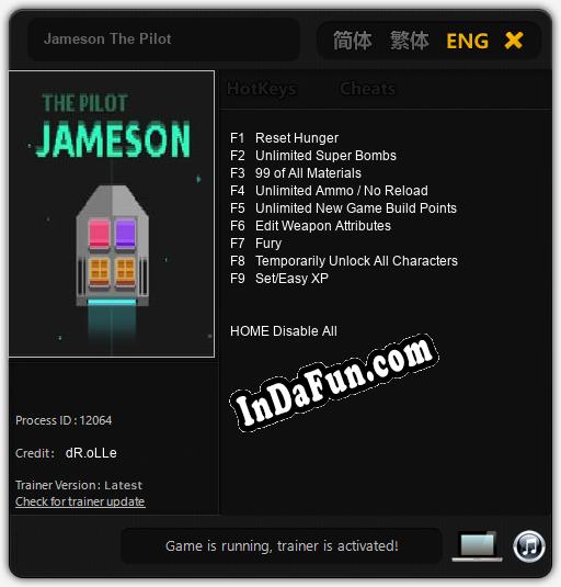 Trainer for Jameson The Pilot [v1.0.7]