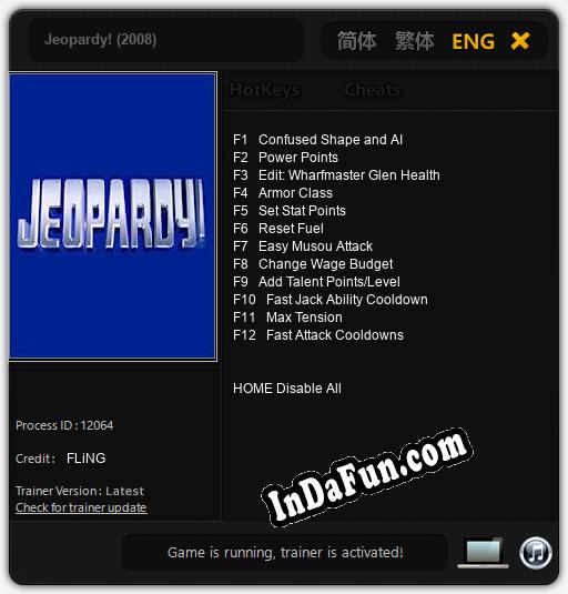 Jeopardy! (2008): TRAINER AND CHEATS (V1.0.12)