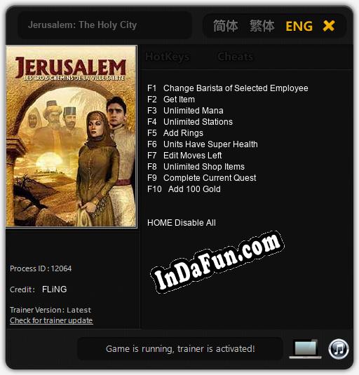 Jerusalem: The Holy City: Trainer +10 [v1.1]