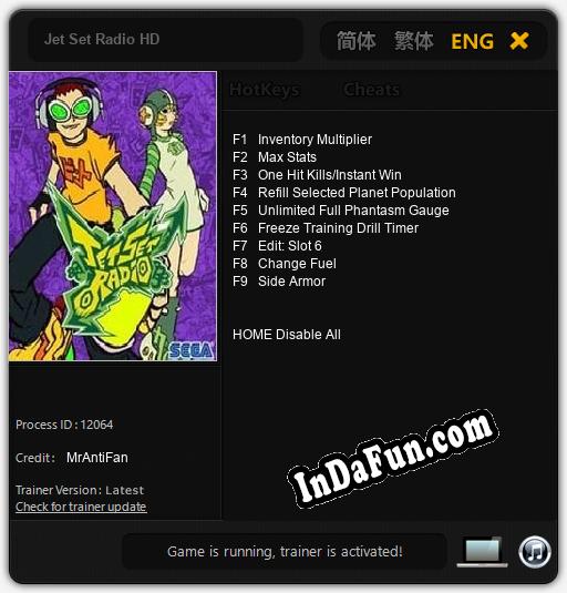 Jet Set Radio HD: TRAINER AND CHEATS (V1.0.57)