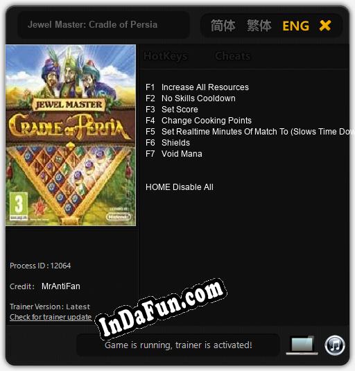 Jewel Master: Cradle of Persia: TRAINER AND CHEATS (V1.0.12)