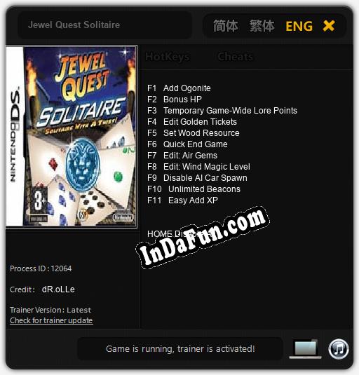 Jewel Quest Solitaire: Cheats, Trainer +11 [dR.oLLe]