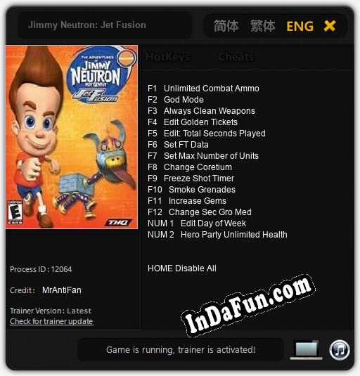 Jimmy Neutron: Jet Fusion: Trainer +14 [v1.1]