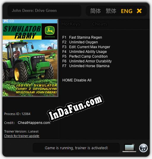 John Deere: Drive Green: Trainer +7 [v1.1]