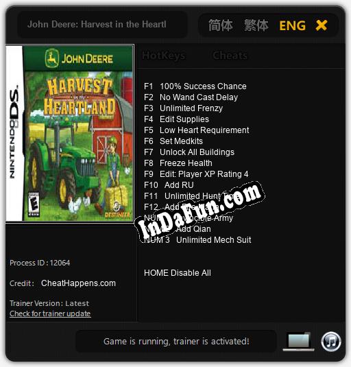 John Deere: Harvest in the Heartland: Cheats, Trainer +15 [CheatHappens.com]