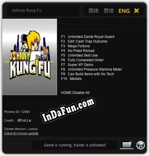 Johnny Kung Fu: Cheats, Trainer +10 [dR.oLLe]