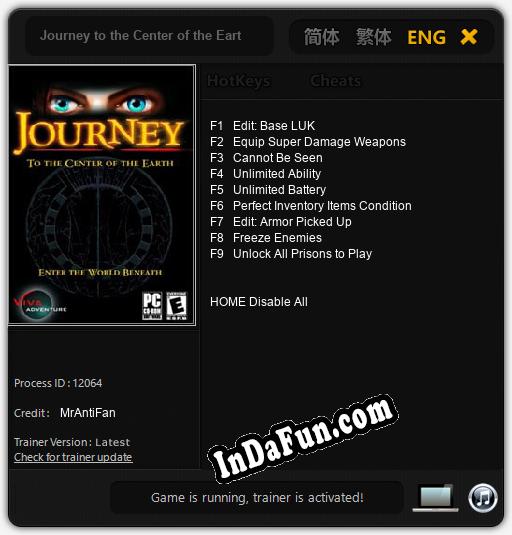 Trainer for Journey to the Center of the Earth [v1.0.9]