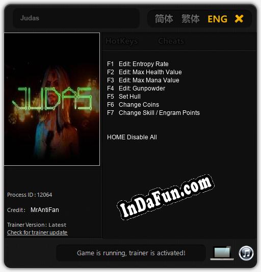 Judas: Cheats, Trainer +7 [MrAntiFan]