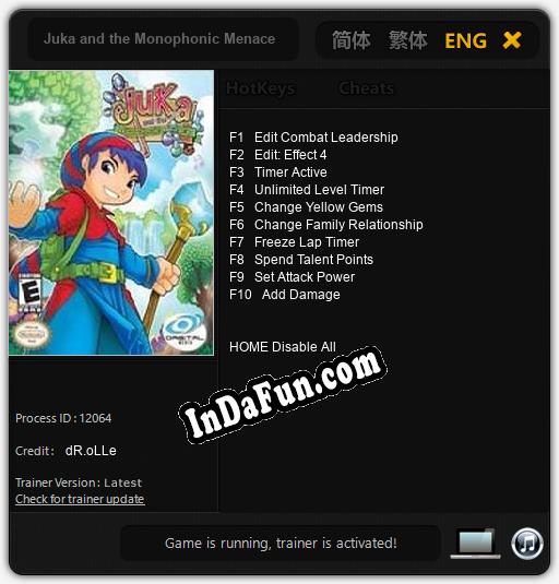 Trainer for Juka and the Monophonic Menace [v1.0.6]