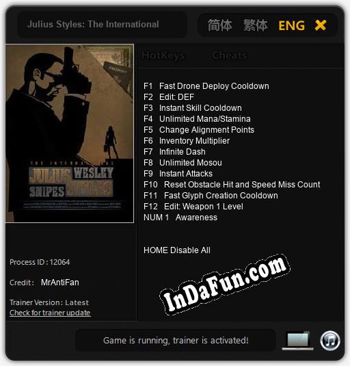 Julius Styles: The International: TRAINER AND CHEATS (V1.0.15)