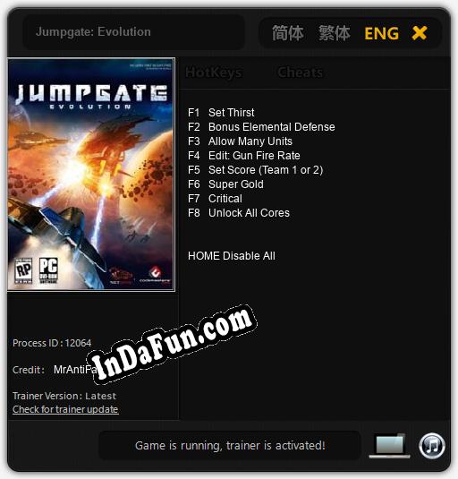 Jumpgate: Evolution: Trainer +8 [v1.2]