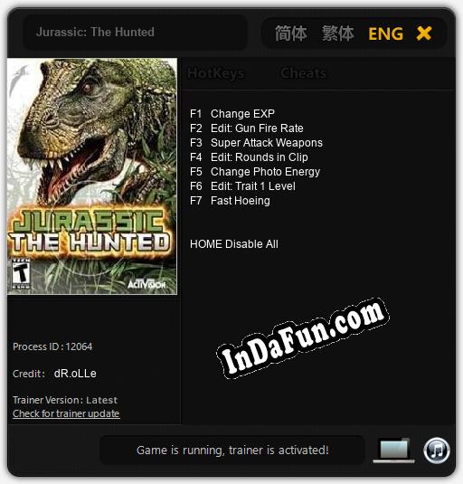 Jurassic: The Hunted: Cheats, Trainer +7 [dR.oLLe]