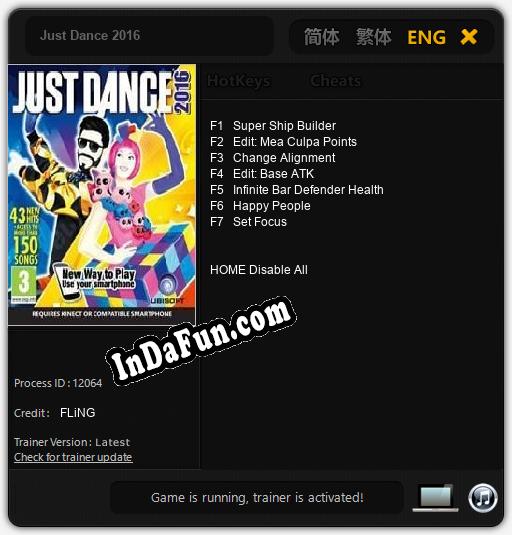 Just Dance 2016: Cheats, Trainer +7 [FLiNG]