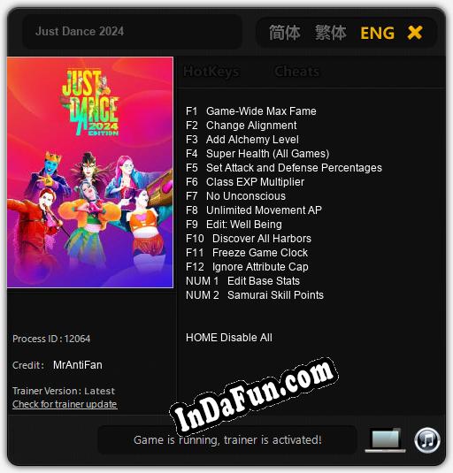 Trainer for Just Dance 2024 [v1.0.1]