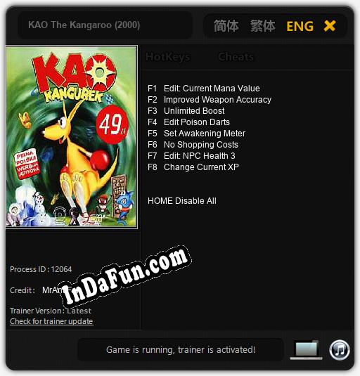 Trainer for KAO The Kangaroo (2000) [v1.0.1]