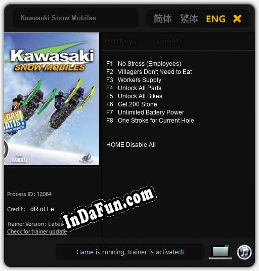 Kawasaki Snow Mobiles: Trainer +8 [v1.9]