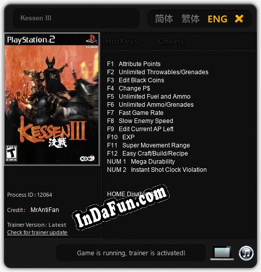 Kessen III: Cheats, Trainer +14 [MrAntiFan]